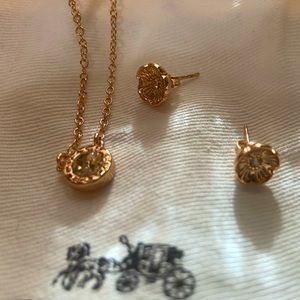 Coach Tea Rose Earrings and Necklace